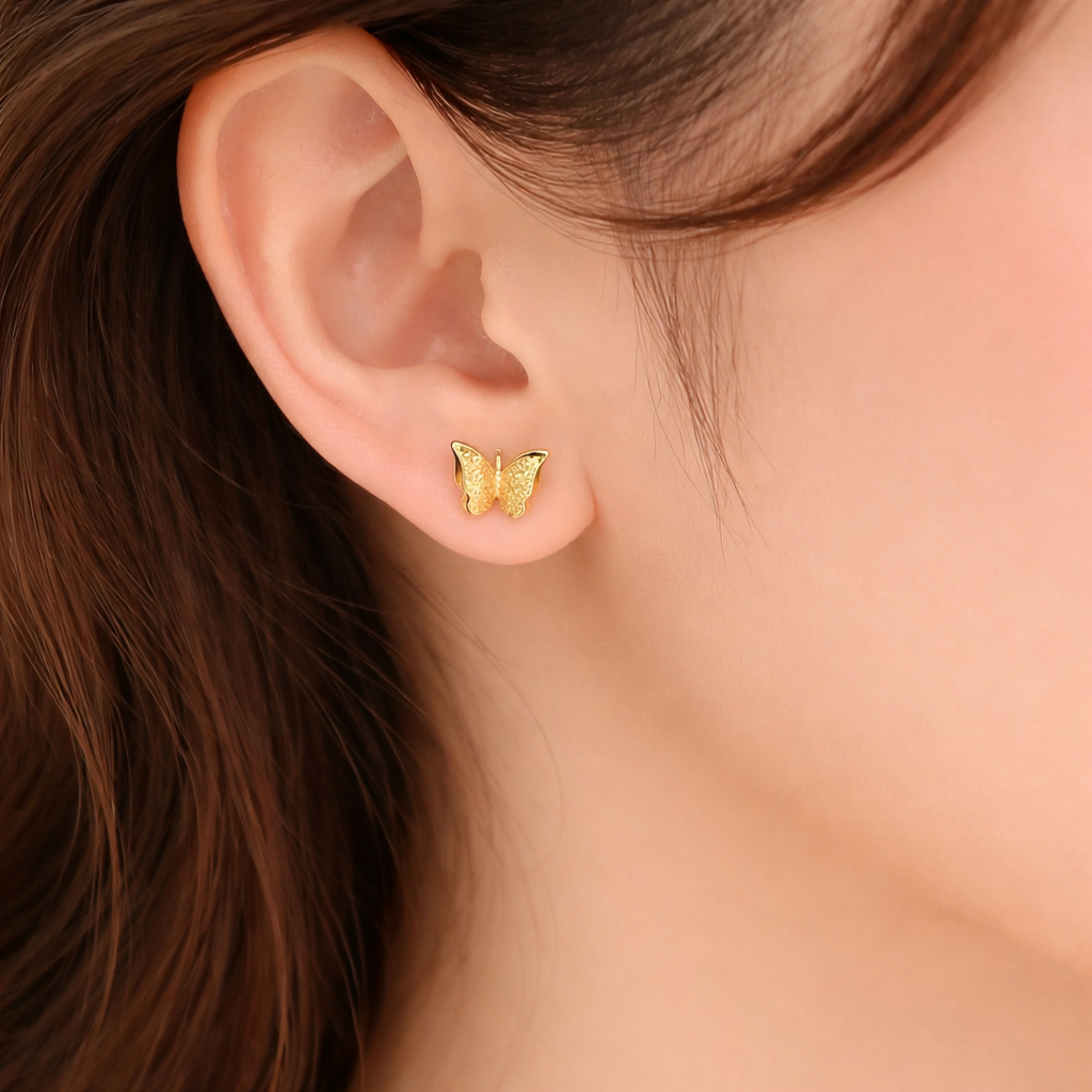Gold Butterfly Stud Earrings