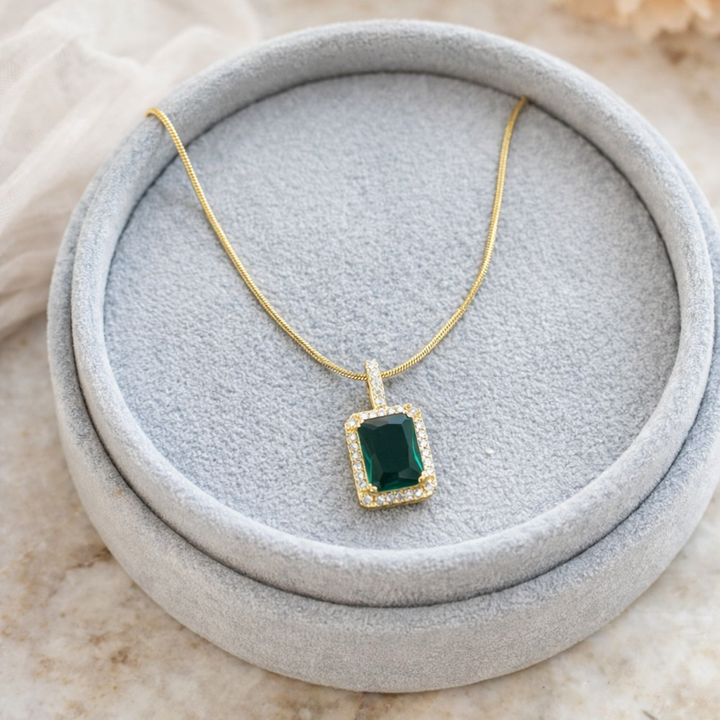 Emerald Rectangle Necklace