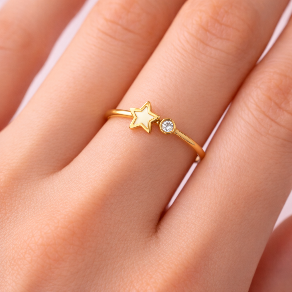 Star Pearl & Diamond Gold Ring