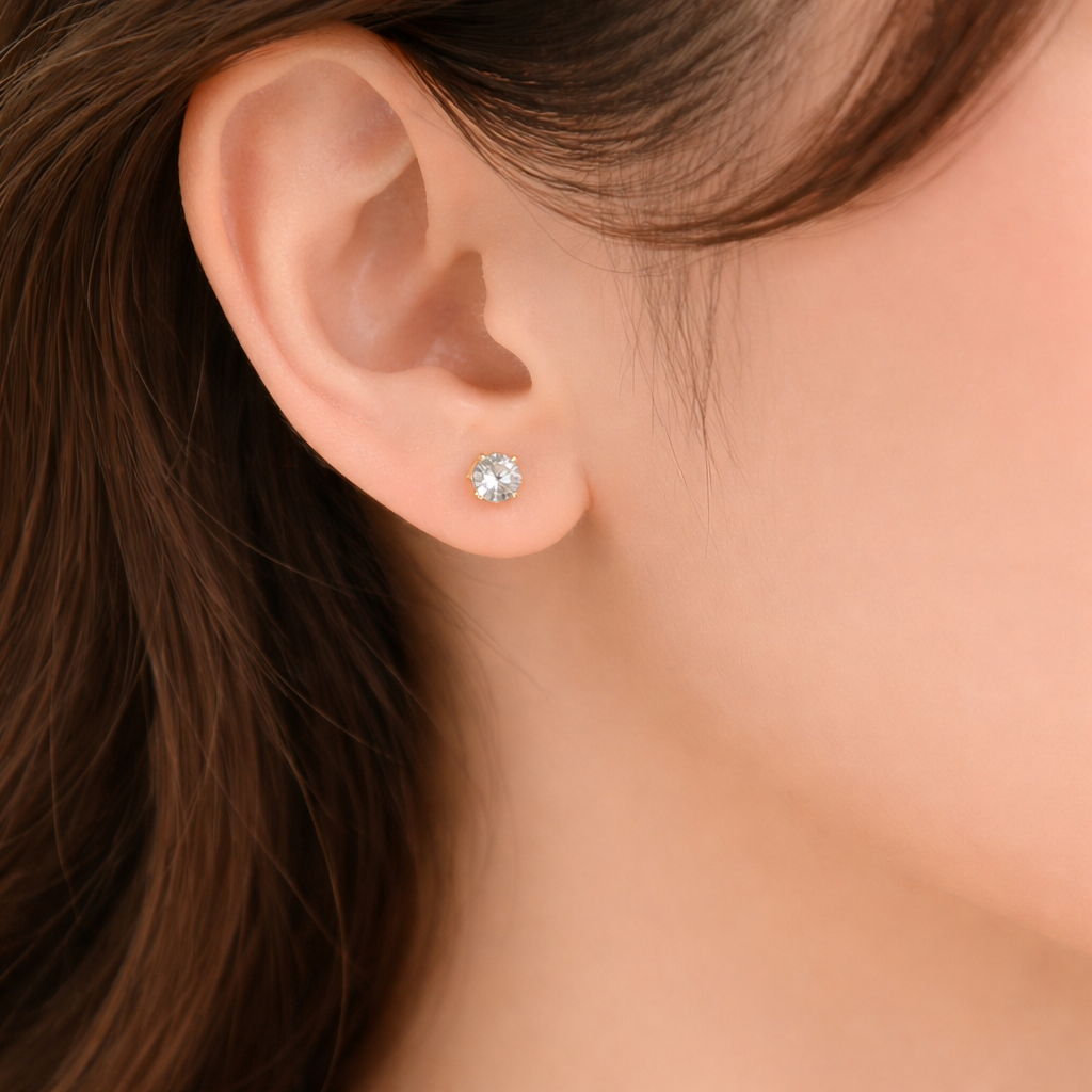 Classic Zircon Gold Stud Earrings