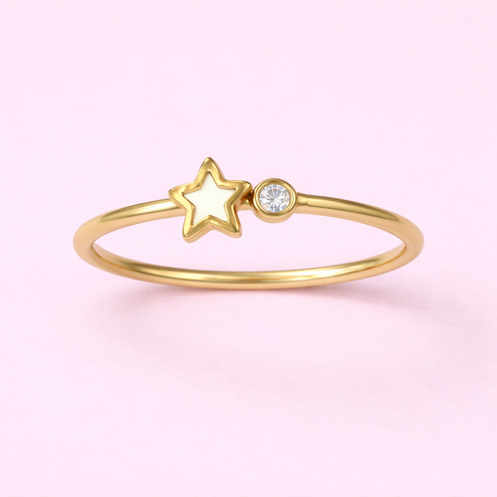 Star Pearl & Diamond Gold Ring