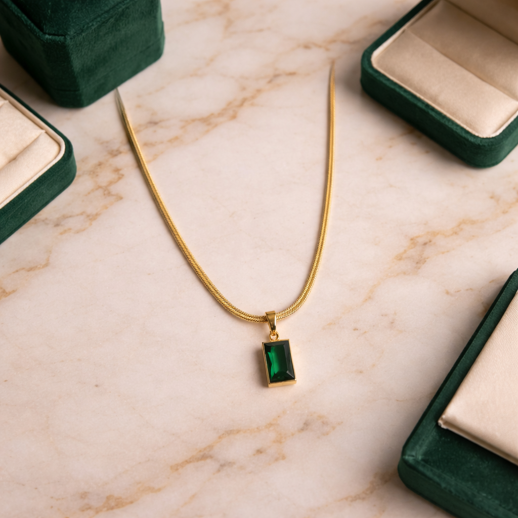Rectangle Emerald Gold Chain