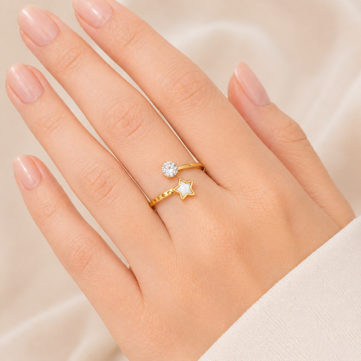 Star and Crystal Gold Ring