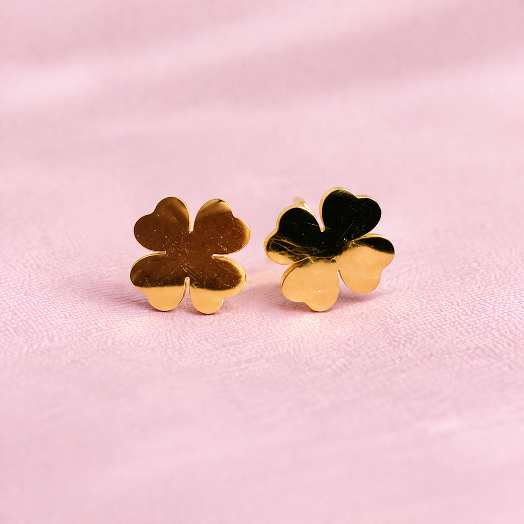 Gold Clover Stud Earrings