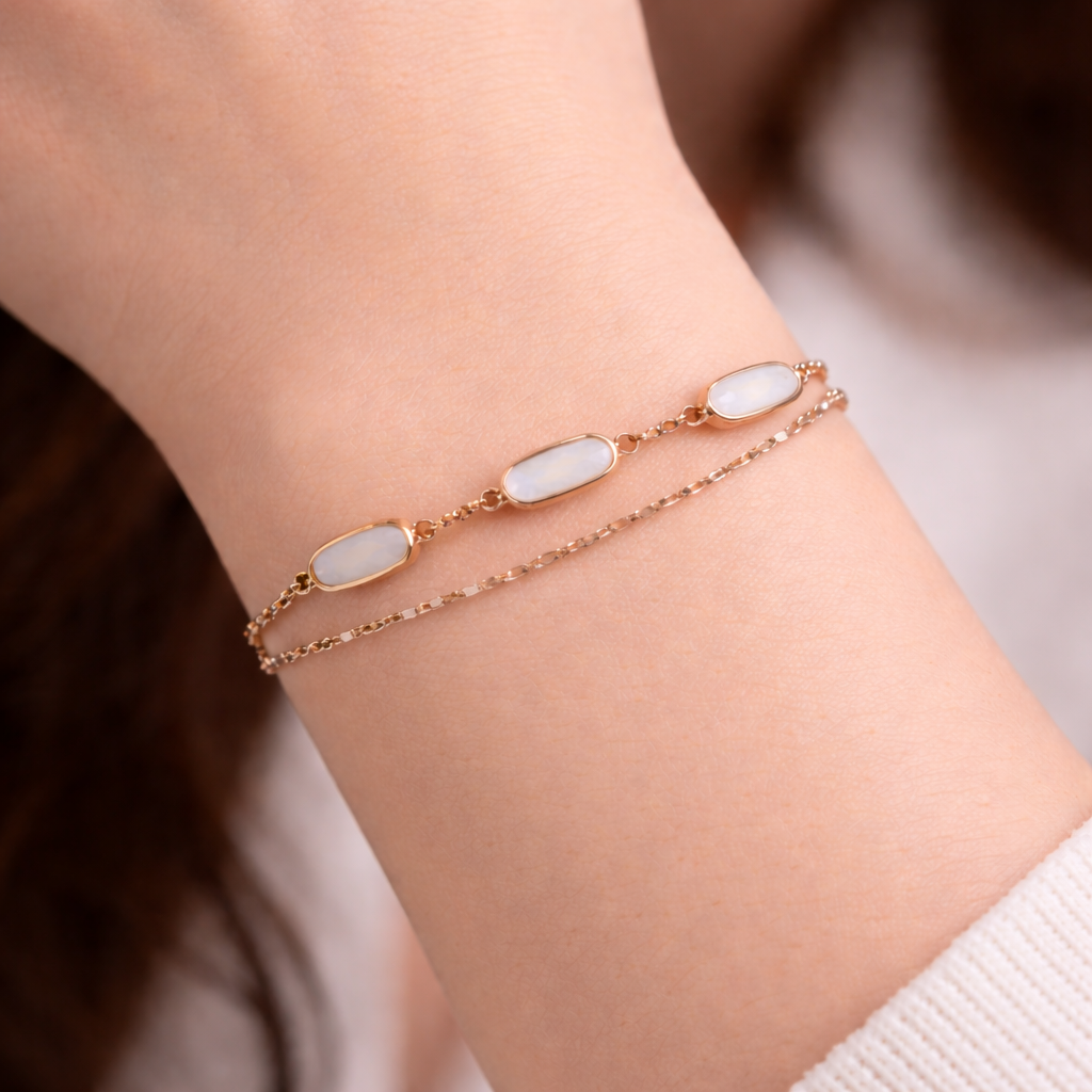 White Stone Link Bracelet