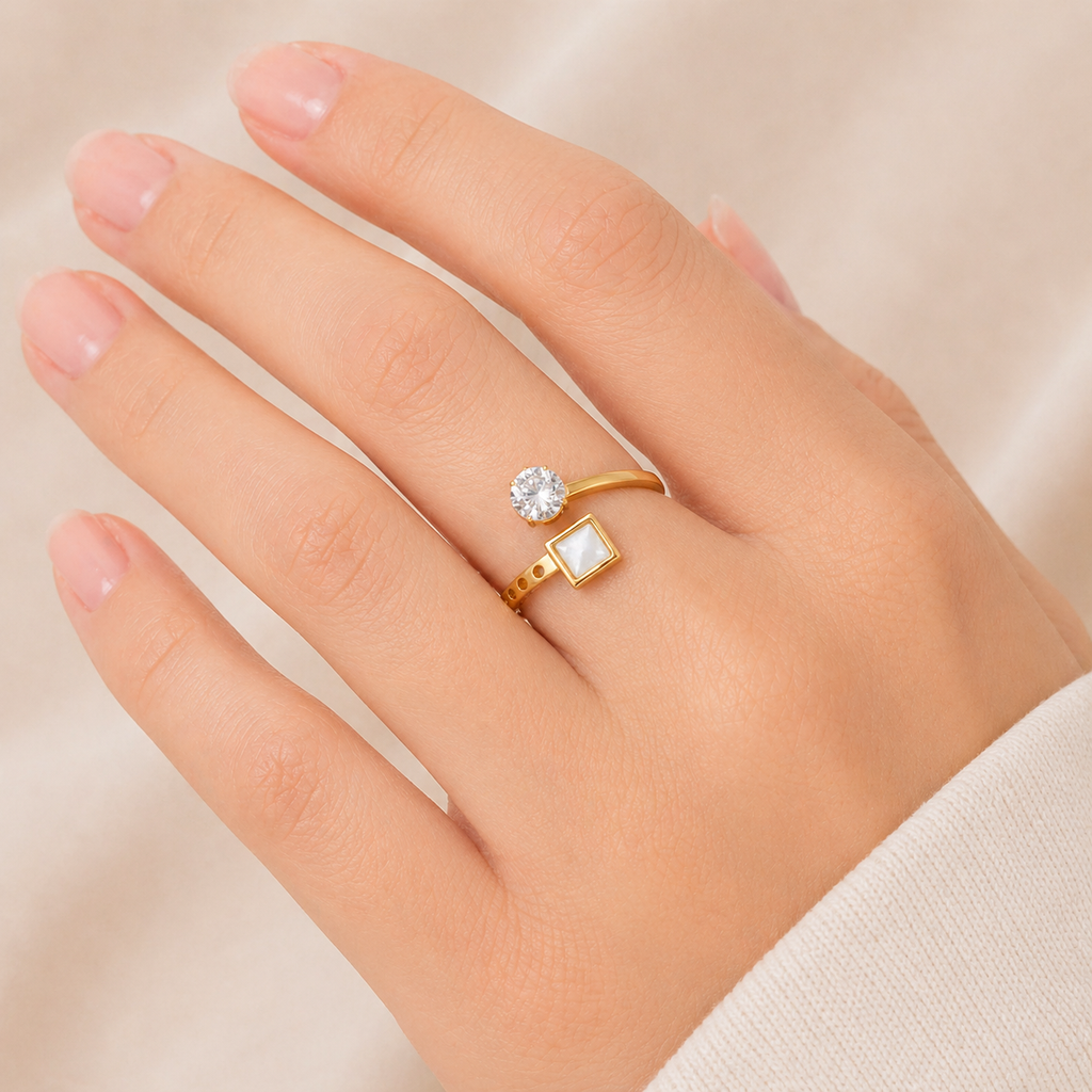 Square and Crystal Ring