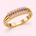 Pink Stone & Diamond Triple Row Fancy Ring
