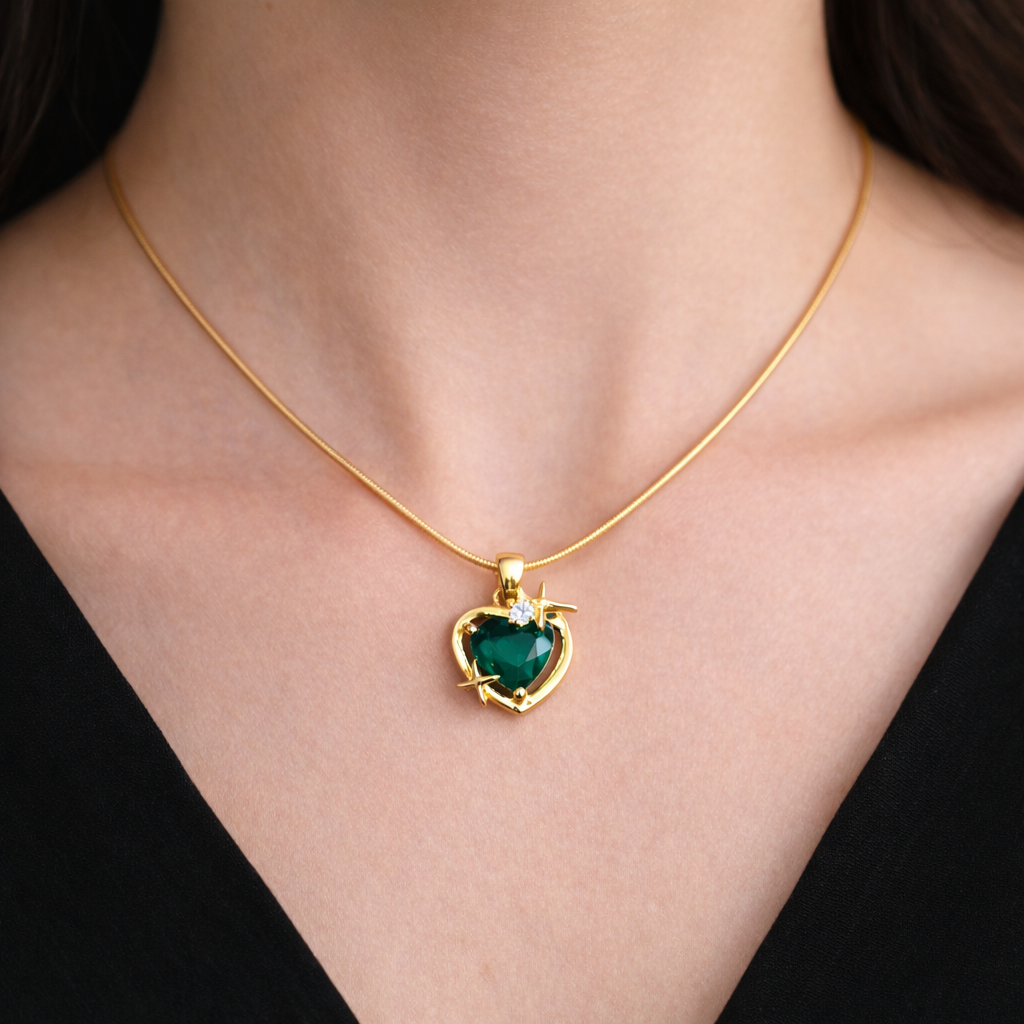 Green Heart Pendant Necklace