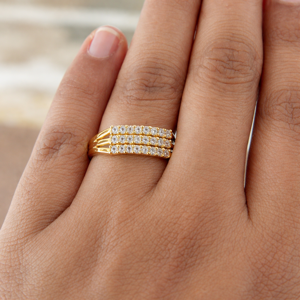 Triple Row Diamond Fancy Ring