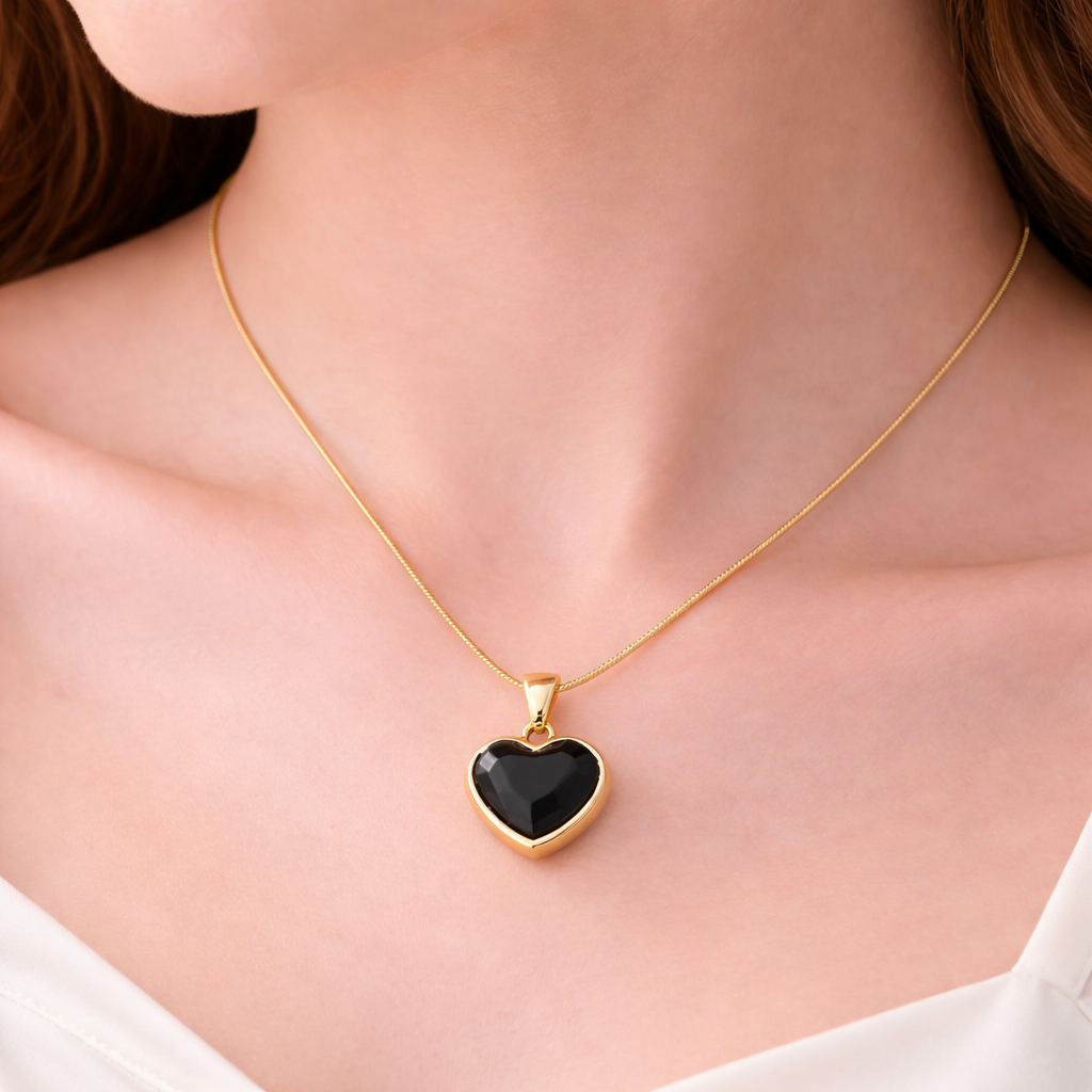 Black & Gold Heart Necklace