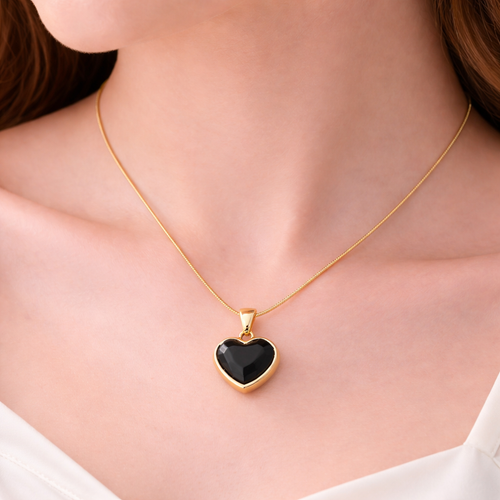 Black & Gold Heart Necklace