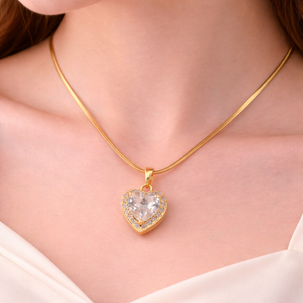 Crystal Heart Pendant Chain