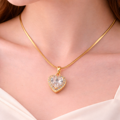Crystal Heart Pendant Chain