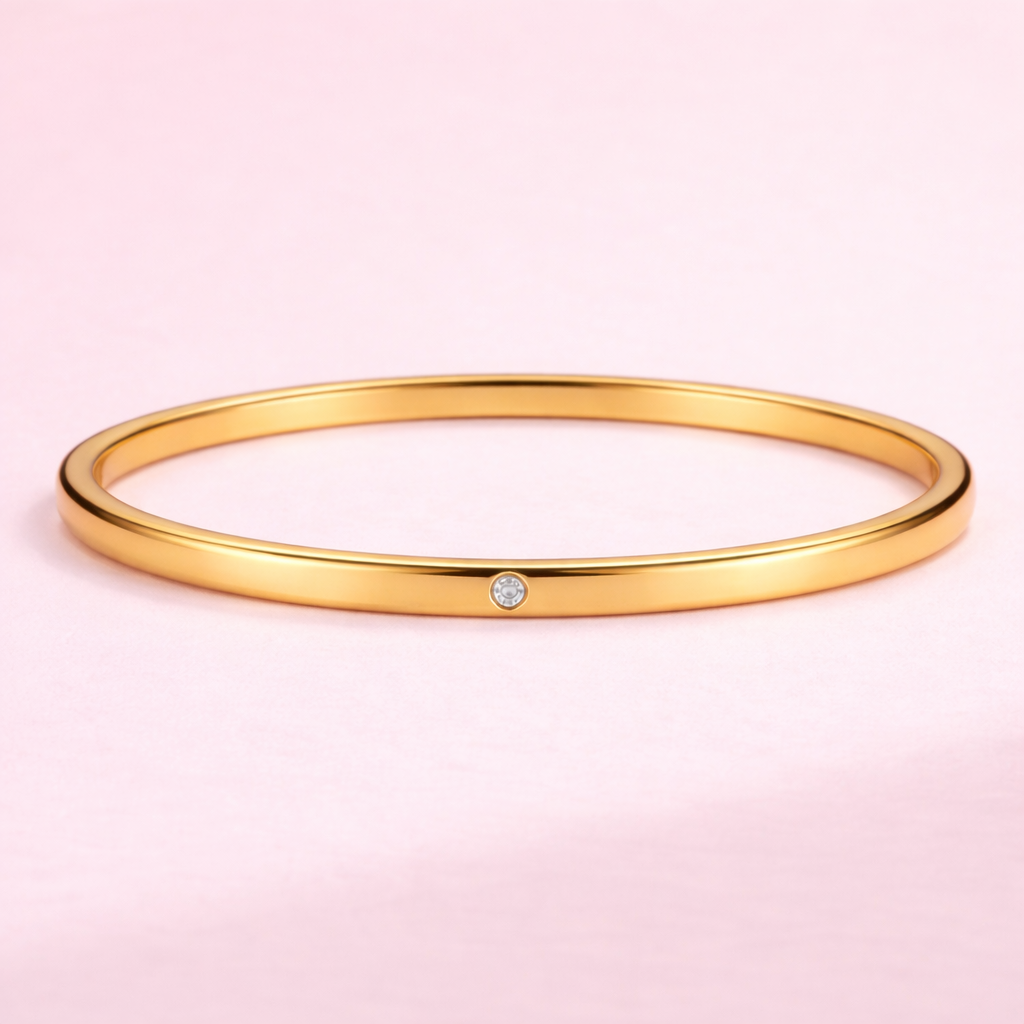 Solitaire Gold Bangle