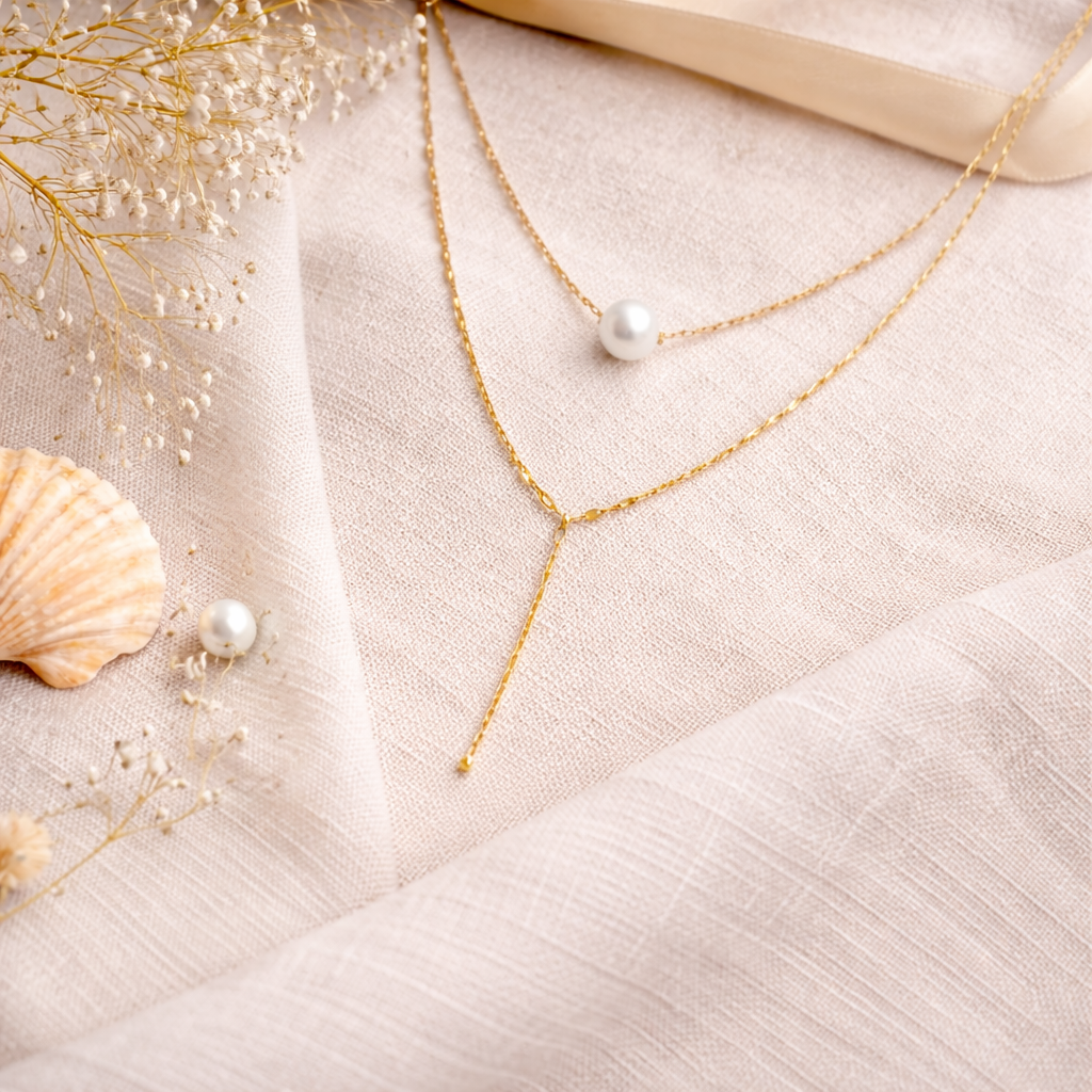 Layered Pearl Drop Necklace