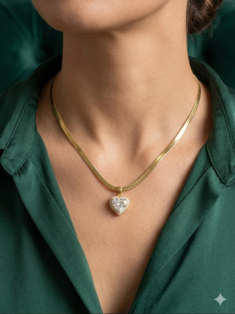 Gold Heart Pendant Necklace