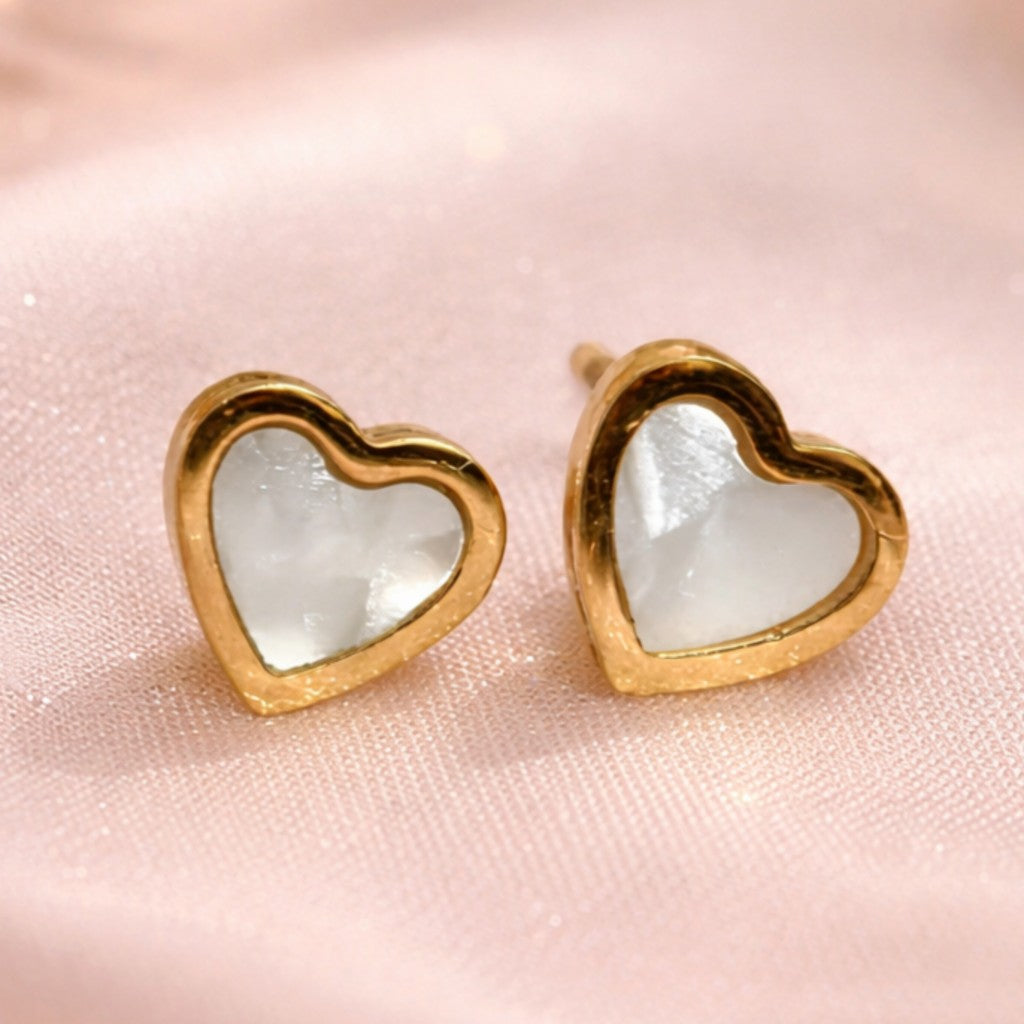 Minimal Heart Gold Stud Earrings