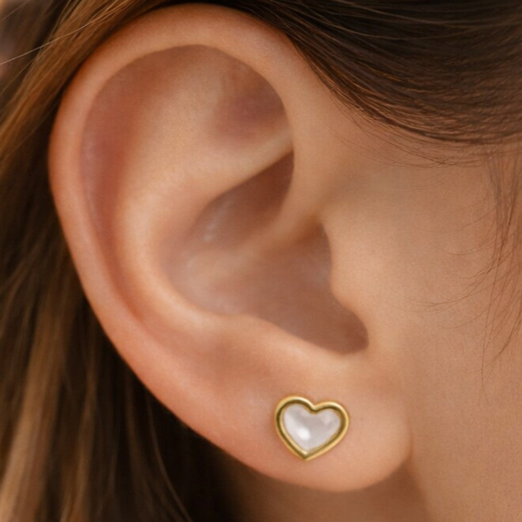 Minimal Heart Gold Stud Earrings
