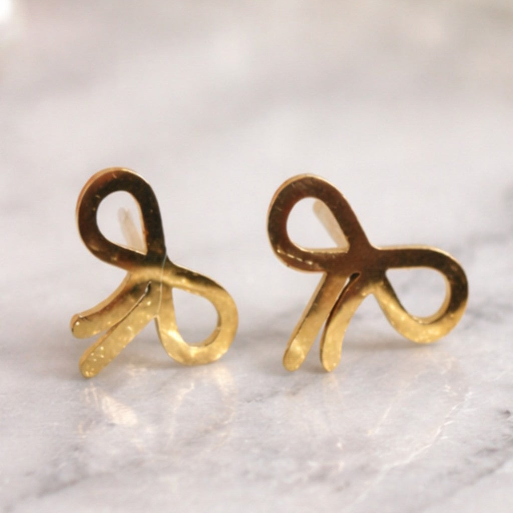 Gold Bow Stud Earrings