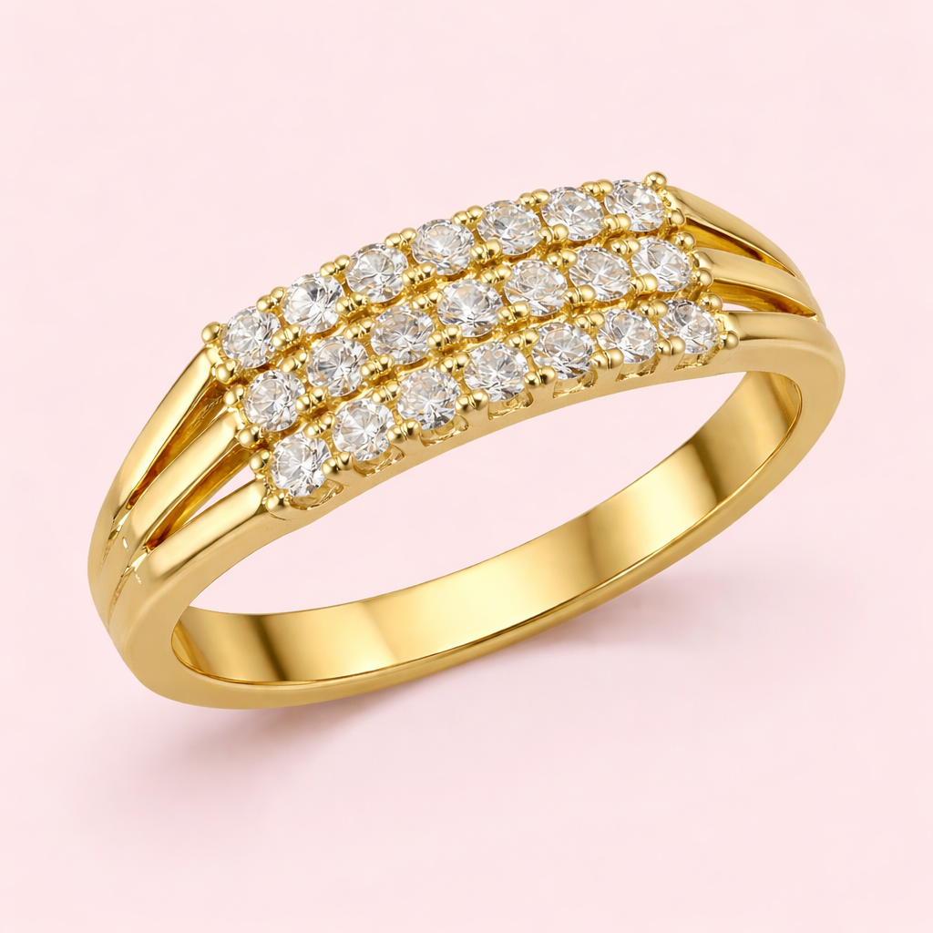 Triple Row Diamond Fancy Ring