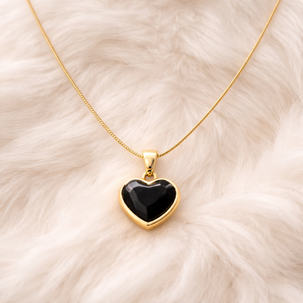 Black & Gold Heart Necklace