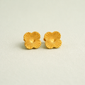 Gold Textured Flower Stud Earrings