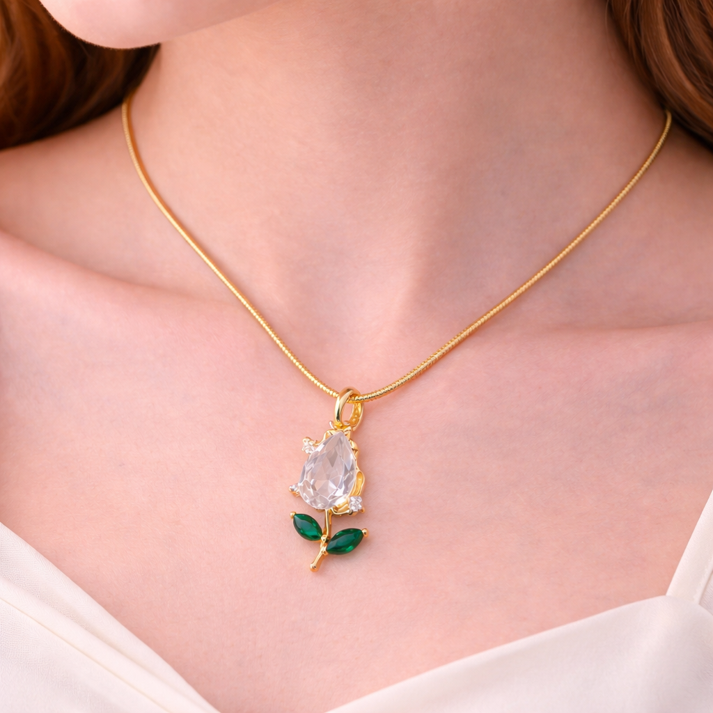 Crystal Flower Pendant Chain