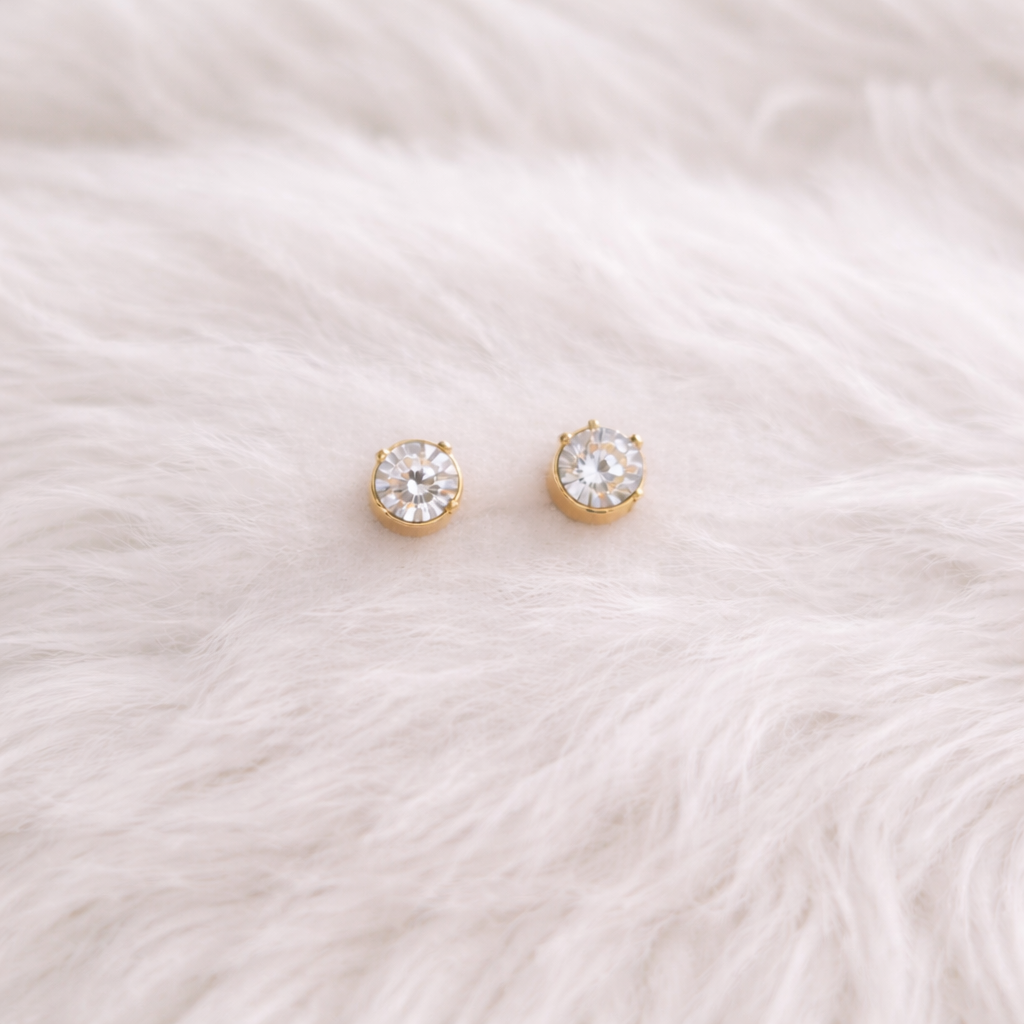 Classic Zircon Gold Stud Earrings