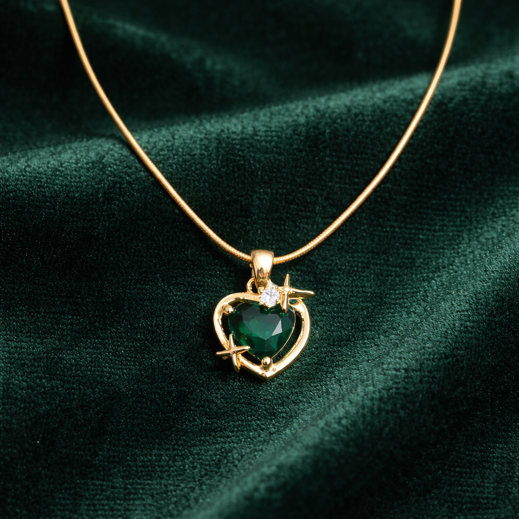 Green Heart Pendant Necklace