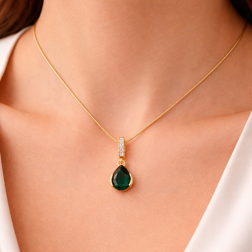 Emerald Crystal Drop Necklace