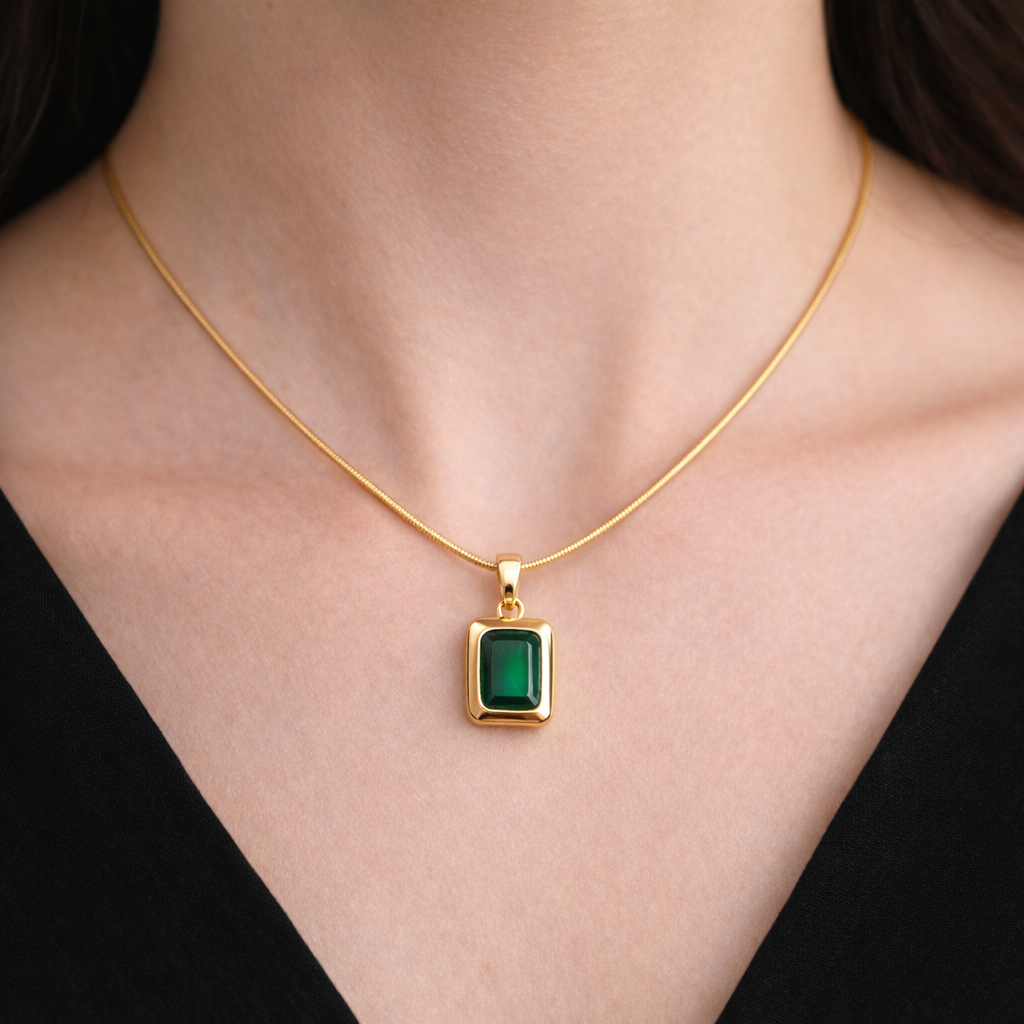 Emerald Cut Pendant  Necklace