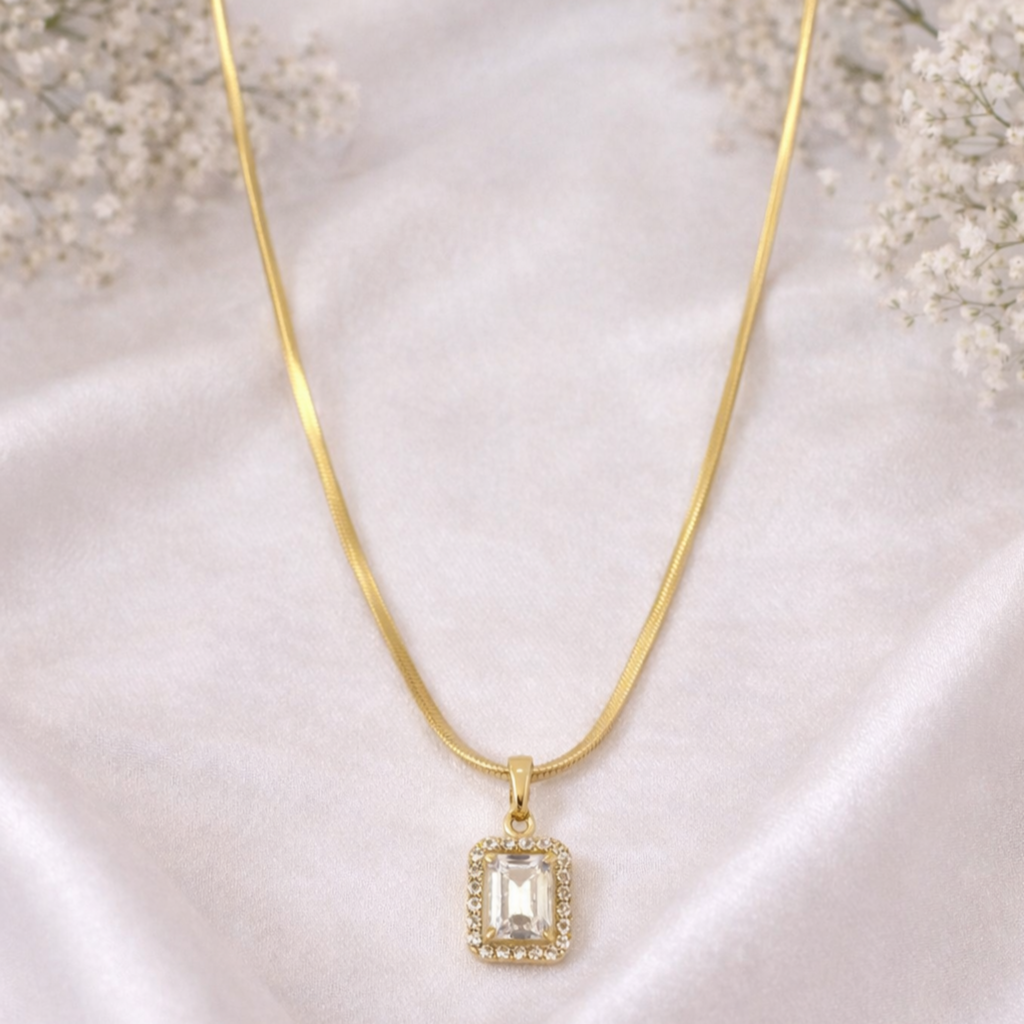 Emerald-Cut Crystal Necklace