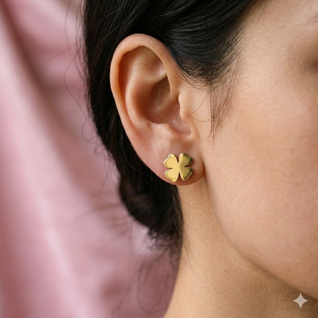 Gold Clover Stud Earrings
