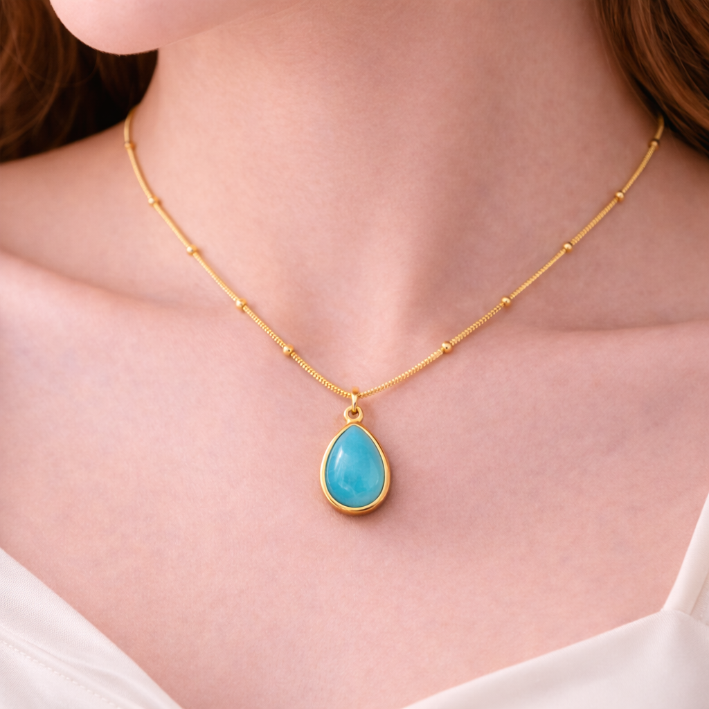 Teardrop Blue Stone Necklace