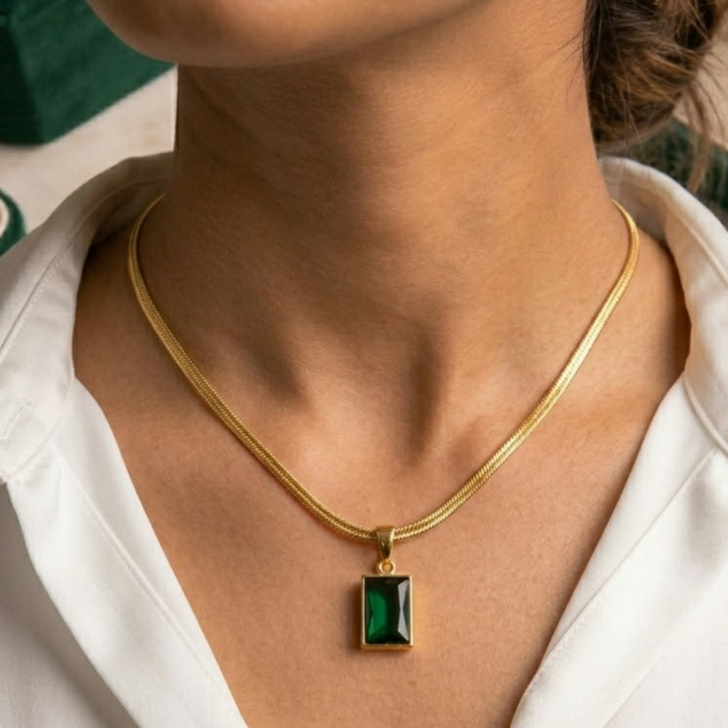 Rectangle Emerald Gold Chain