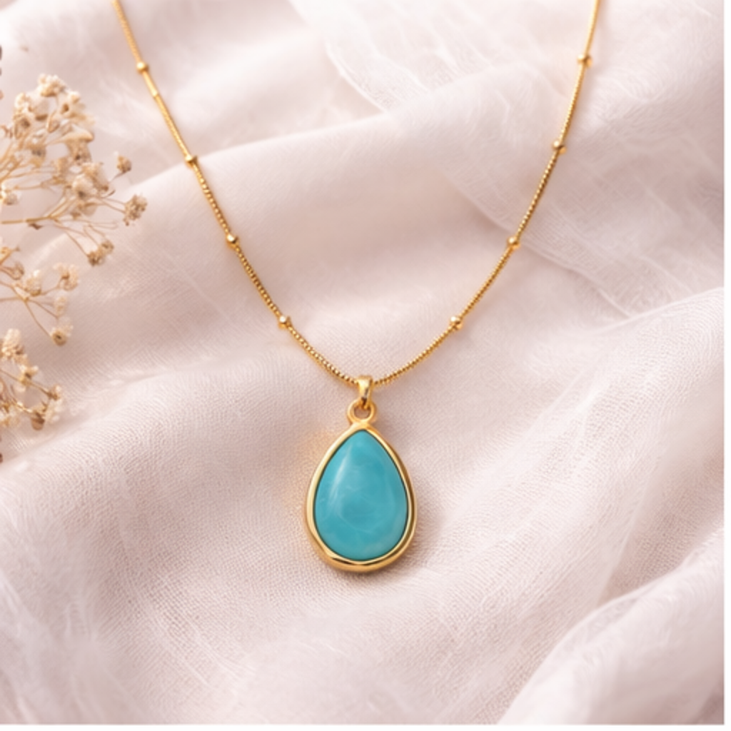 Teardrop Blue Stone Necklace