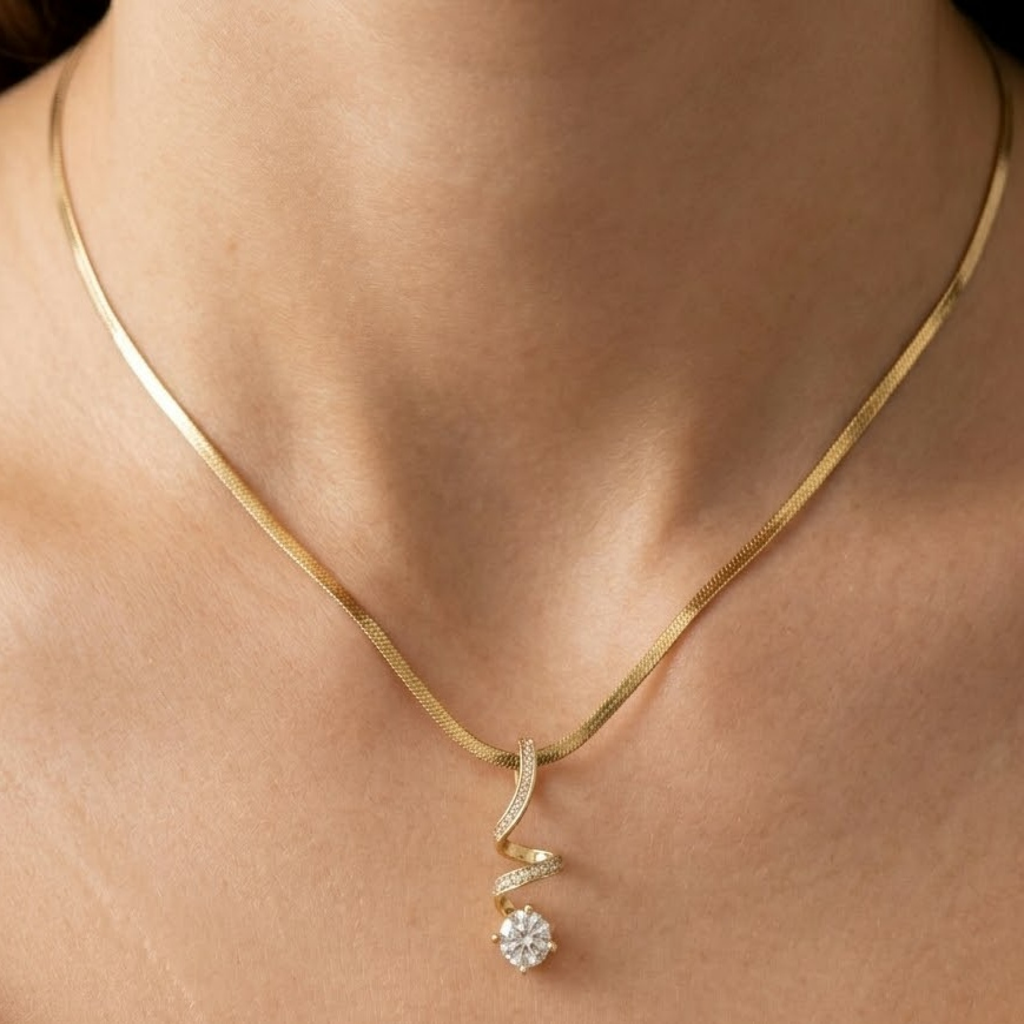 Twist Drop Pendant Necklace