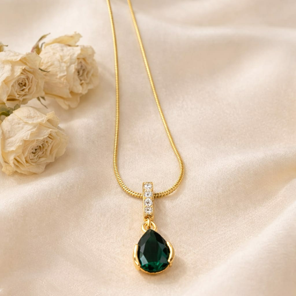 Emerald Crystal Drop Necklace