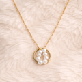 Gold Pearl Circle Necklace