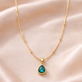 Emerald Drop Pendant Chain